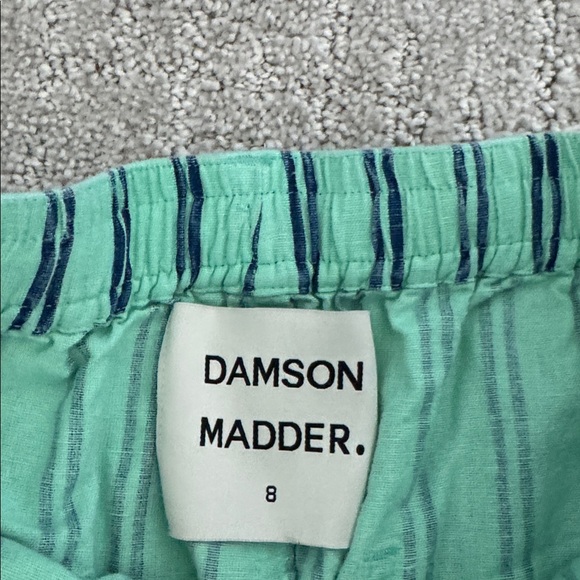 Damson Madder “sydney coastal cargo pants” mint green stripe drawstring linen - Picture 9 of 12